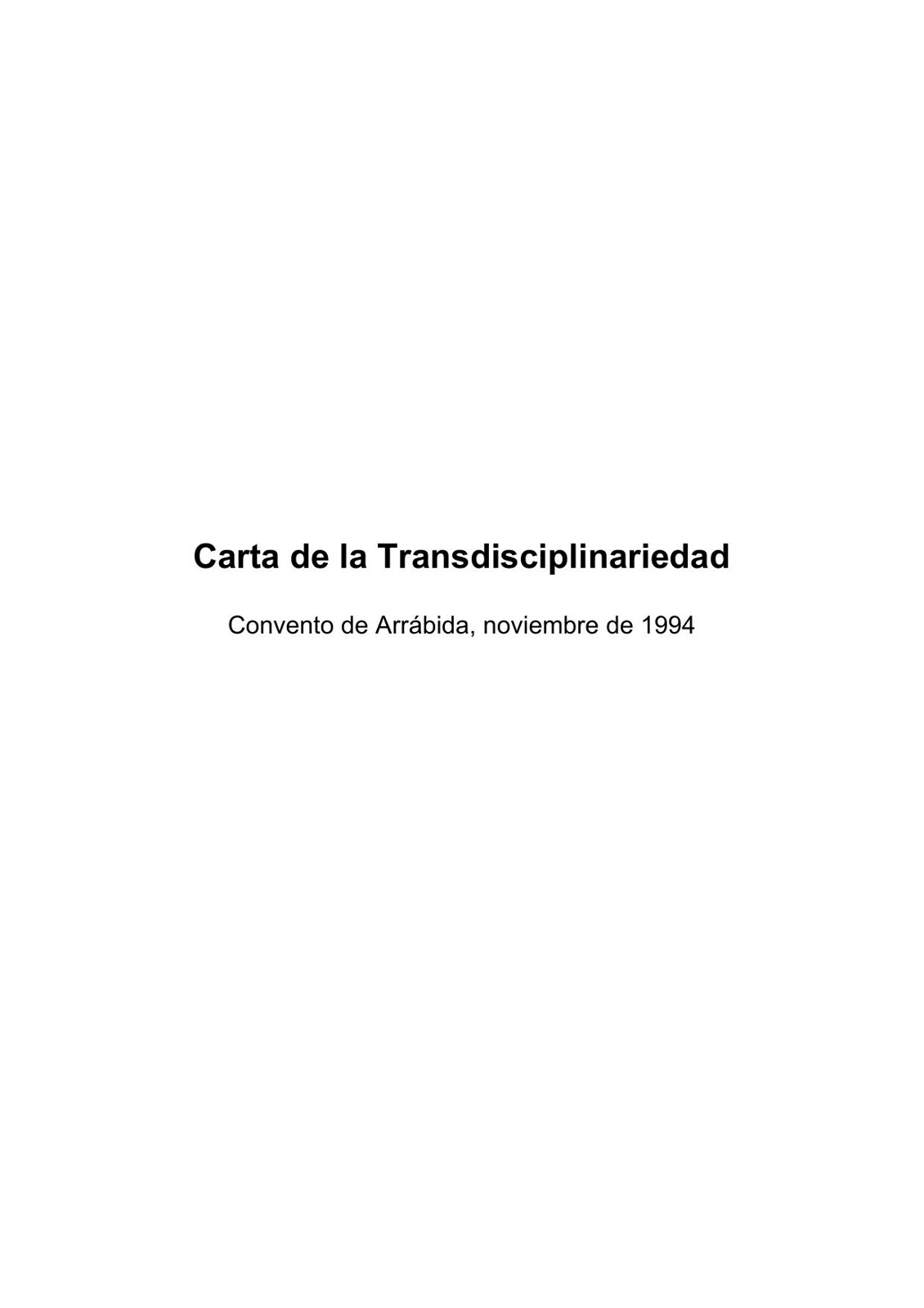 Carta de la Transdisciplinariedad